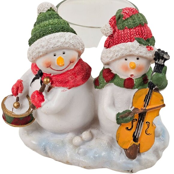Yankee Candle Snowmen Instruments Glass Votive Holder Resin Cello Drum Christmas - Picture 10 of 10